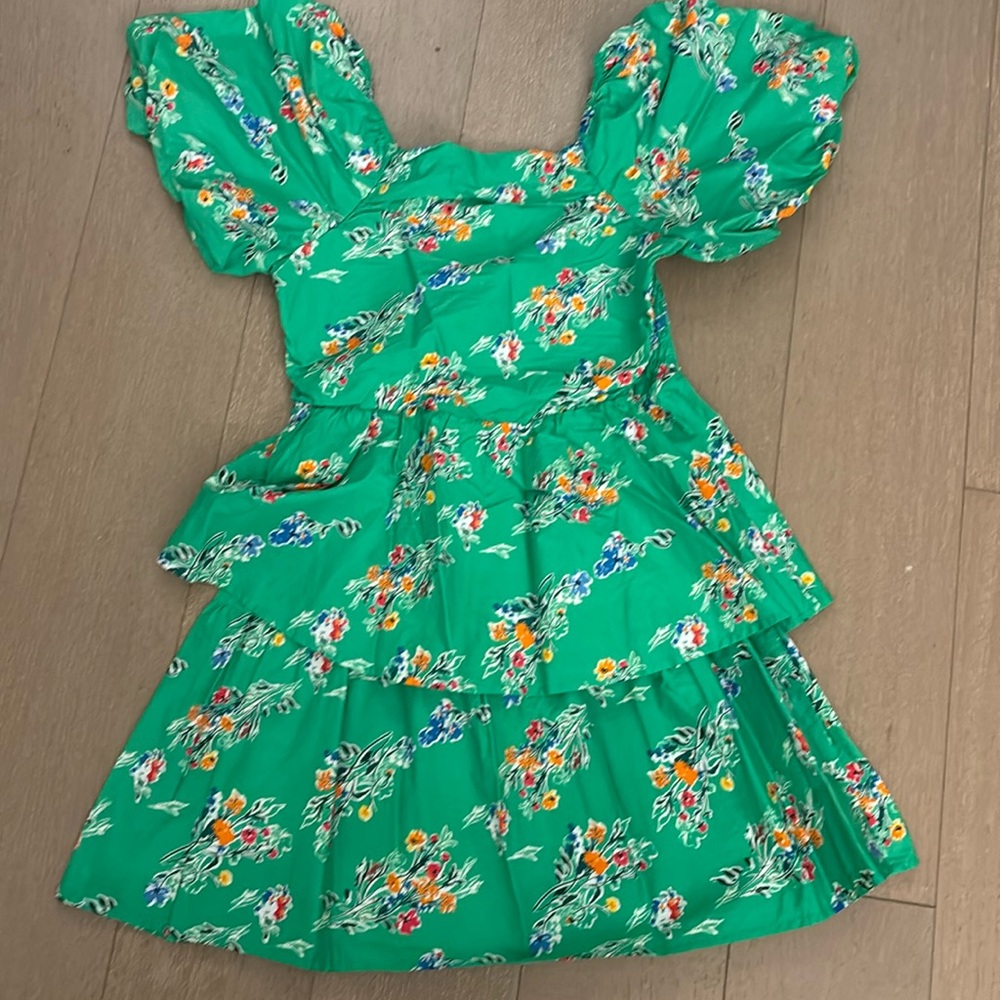 Floral spring green dress